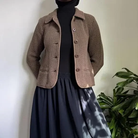 Vintage Brown blazer with button-up‎ front and two front pockets M - Picture 3 of 5